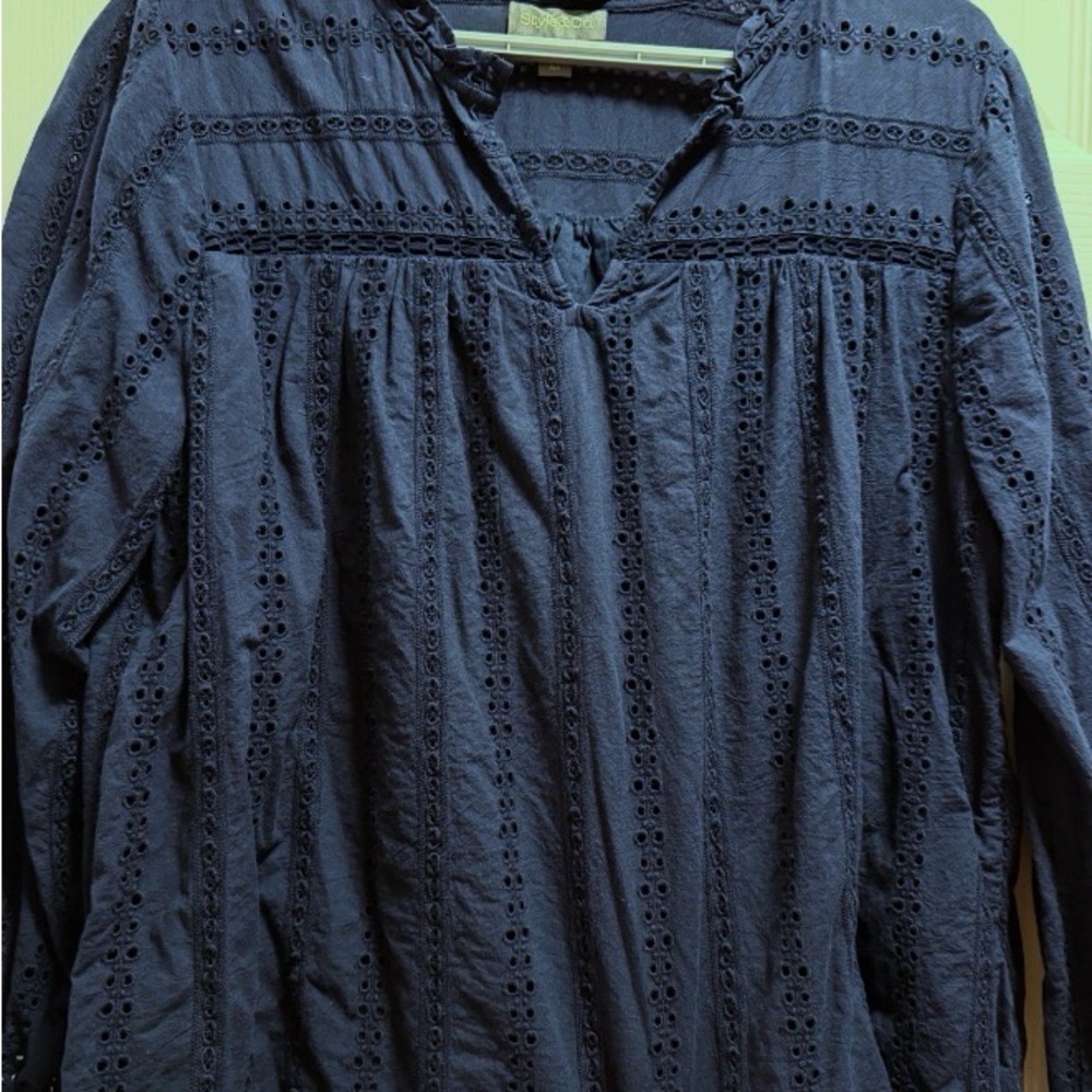 Style & Co. Midnight Blue Eyelet Blouse